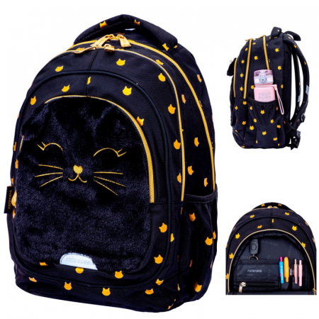AS RUCSAC SCOLAR 3 COMPARTIMENTE ASTRABAG FLUFFY KITTY BLACK AB330 502025021 [6]
