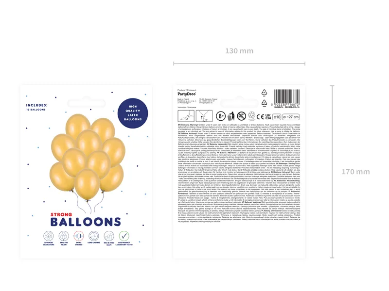 Set 10 Baloane Strong Balloons Metallic Gold 27cm - [4]