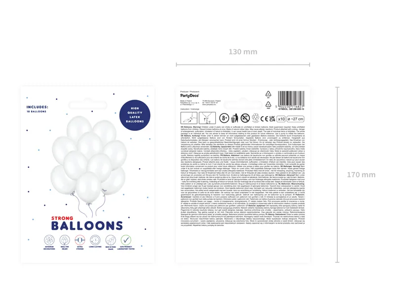 Set 10 Baloane Strong Balloons Metallic Pure White 27cm - [2]
