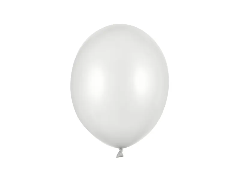 Baloane latex - Set 10 Baloane Strong Balloons Metallic Silver Snow 27cm