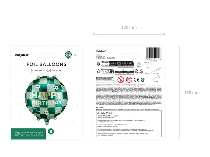 Balon Folie Happy Birthday Fotbal 35x35cm FB296 [3]