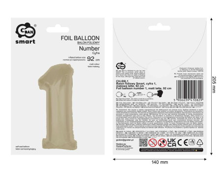 Balon Folie Cifra 1 Matt Latte 92cm GoDan [1]