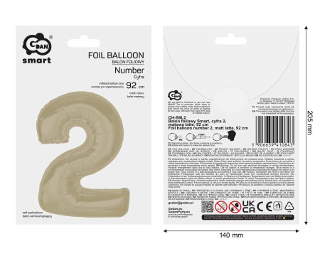 Balon Folie Cifra 2 Matt Latte 92cm GoDan [2]