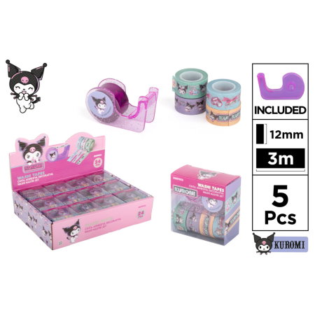 Articole papetarie pentru copii - Bandă Decorativă Kuromi cu Dispenser 12mm*3m KU57013