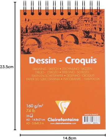 Bloc Schite Spira A5 35F 160gr/m2 Clairefontaine 96676C [1]