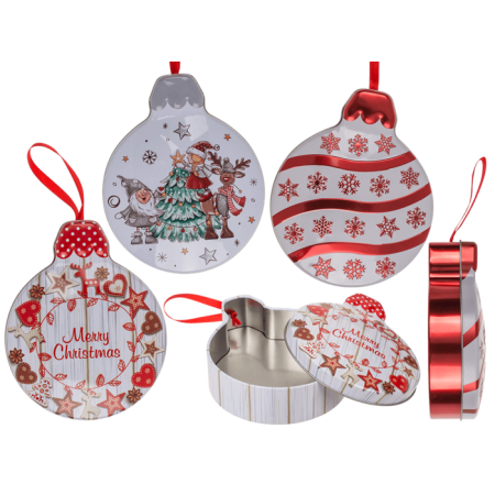 Cutii, Sacose, Pungi, Ambalaje Christmas - CUTIUTA CADOU METAL 14x11x4CM GLOB DE CRACIUN 99/7918