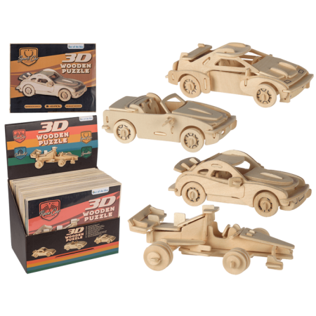 Seturi Creative pentru Copii - PUZZLE LEMN 3D 4*15CM MASINI DIVERSE MODELE 76/6048
