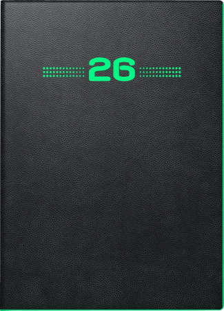 AGENDA DATATA ZILNIC A6 2026 COPERTA FLEXIBILA NEAGRA MARGINE VERDE NEON 73634906 [0]