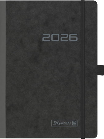 AGENDA DATATA SAPTAMANAL BRUNNEN A5 2026, CU ELASTIC, COPERTA CARTON FLEXIBIL NEGRU 79602906 [0]