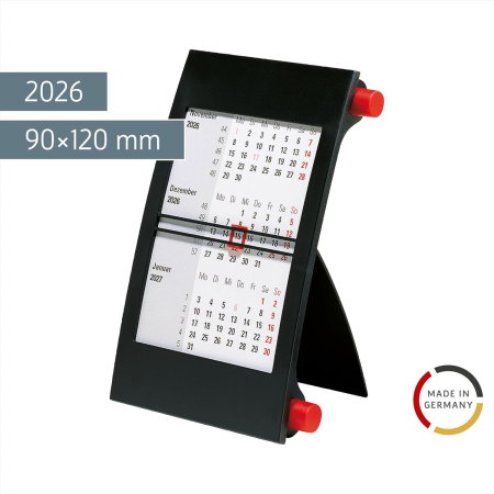 CALENDAR BIROU 2026-2027 TRIPTIC CADRU PLASTIC CU BUTON ROTATIV ROSU 38000206 [1]