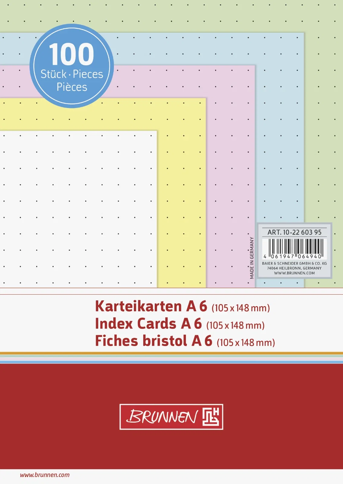 Indecsi autoadezivi, pagemarkere - BR INDEX CARD A6 100/SET  CULORI ASORTATE DOTS 2260395