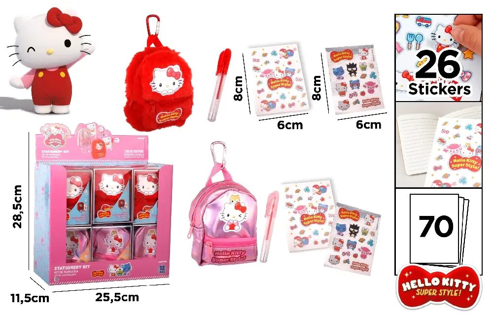 Articole Funny - BRELOC IPB MINI RUCSAC PUF CU PIX SI 26 STICKERE HELLO KITTY HK57009