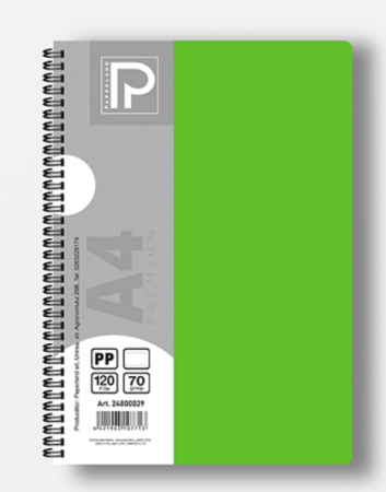 Import - Caiet A4 120 File 70g Linii Spiră Dublă Copertă Plastic 24800029