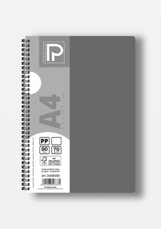 Caiete - Caiet A4 80 File Velin Spirală PP Galben - Paperland Premium 24000400