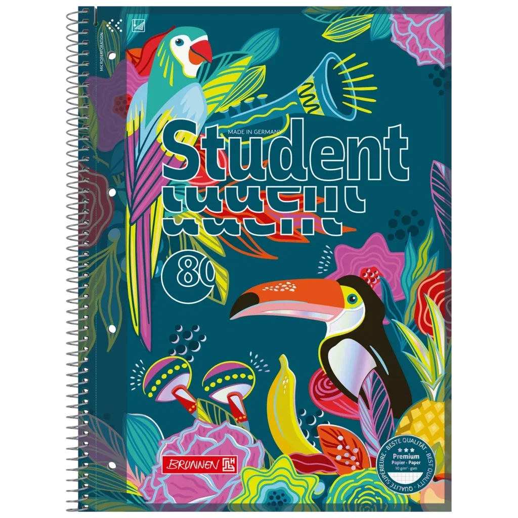 Caiete scolare - Caiet A4 80F Spiră și Perforații Tropical Pătrățele 0256942826