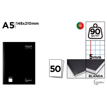 Caiete scolare - Caiet A5 IPB 50F 90g Negru Pătrățele CE013