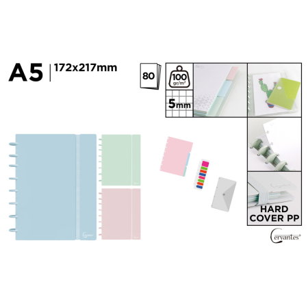 Caiete scolare - Caiet A5 IPB PP Spiralat 80f 100gr Patratele Pastel CE002-2