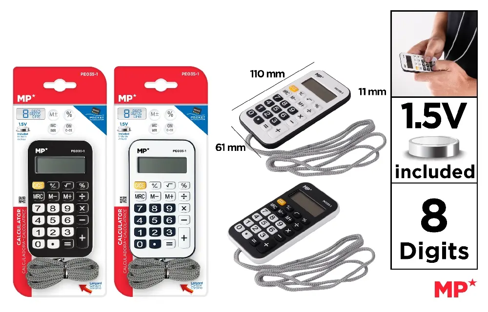 Calculatoare de birou pt studenti - CALCULATOR PORTABIL IPB 8DIG CU SNUR, BATERIE INCLUSA PE035-1