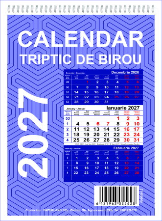 Calendare 2027 - Calendar Triptic Birou 2027 21400029/21400040