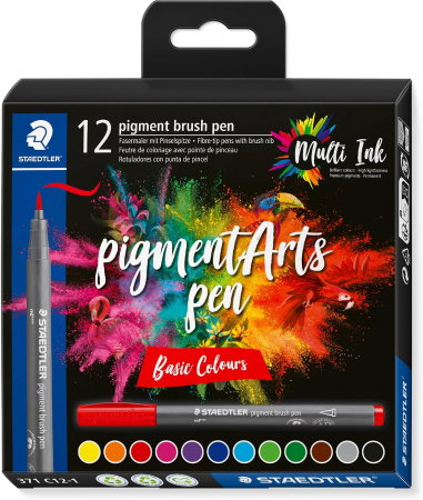 Carioci tip pensula - Carioca Staedtler Tip Pensula 12 Culori/Set Pastel Pigment Liner 371-C12-2