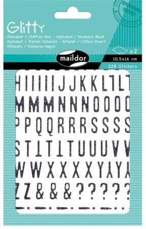 Etichete scolare si stickere - CF STICKER GLITTY 10.5*16CM 228/set CIFRE SI LITERE NEGRE AE072O