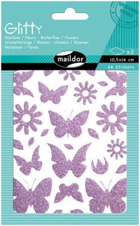 Etichete scolare si stickere - CF STICKER GLITTY 10.5*16CM 66/SET x2 FLUTURI SI FLORI AE101O
