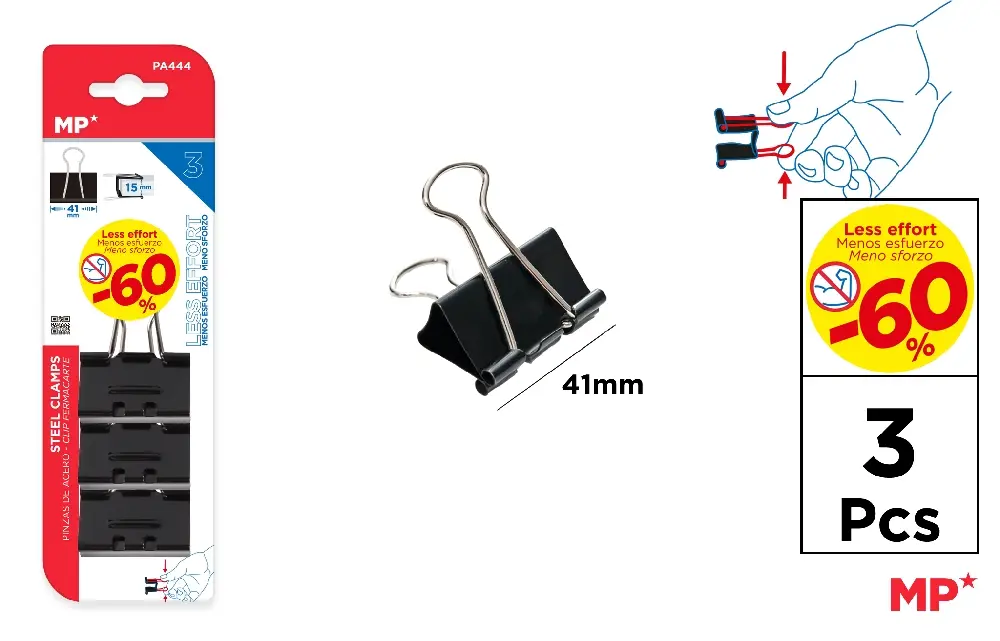 Clips Hartie - CLIPS HARTIE EFFORT LEsS IPB 41MM 3/SET PA444
