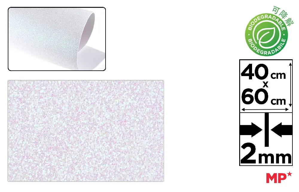 HOBBY - COALA GUMATA GLITTER IPB 40*60CM BIODEGRADABILA ALB  PN595-01