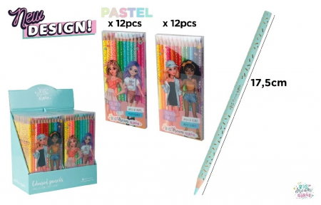 Creioane cerate colorate - CREIOANE COLORATE 12/SET  BIG DREAM GIRLS CULORI ASORTATE BD23003