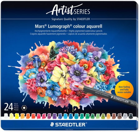 Creioane Colorate Acuarelabile la Set - Creioane Colorate 24/Set Staedtler Mars Lumograph Aquarell 104-M24