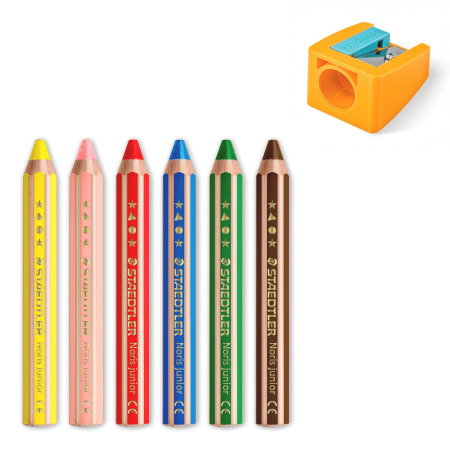Creioane Colorate 3in1 Jumbo Rainbow 5+1buc Staedtler Noris Junior + Ascutitoare 140 C6 P2 [3]