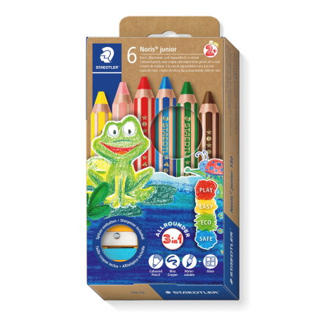 Creioane colorate - Creioane Colorate 3in1 Jumbo Rainbow 5+1buc Staedtler Noris Junior + Ascutitoare 140 C6 P2