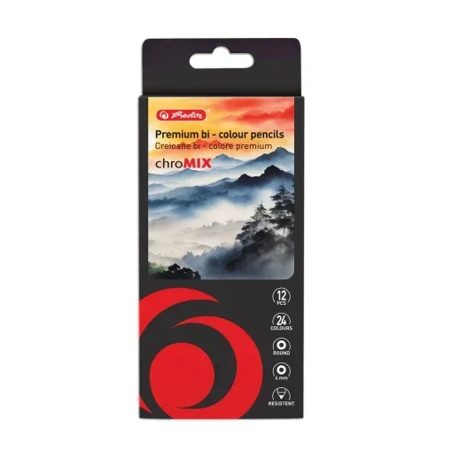 RECHIZITE SCOLARE IPB - Creioane Colorate Bi-Color Herlitz 4mm 12/24 Culori 9498310