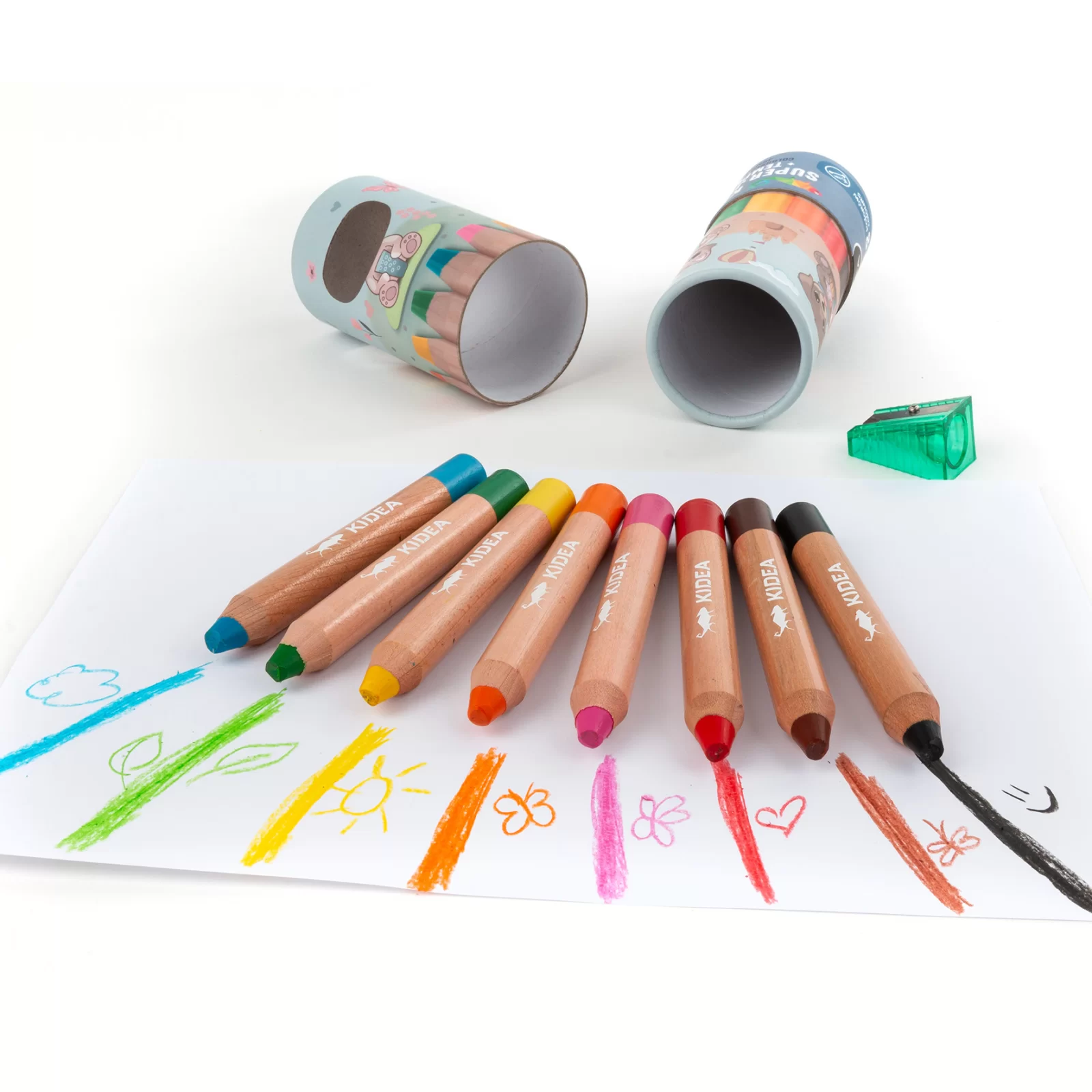 Set 8 Creioane Super Jumbo Kidea cu Ascuțitoare [4]