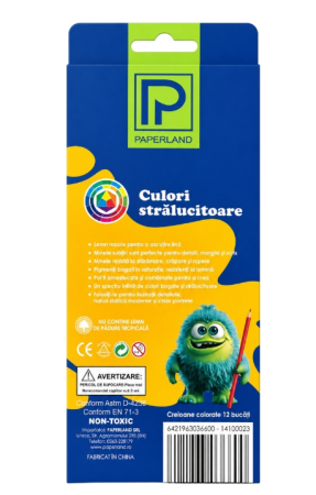 Set 12 Creioane Colorate Paperland PP-14100023 - Culori Vii Non-Toxice [1]