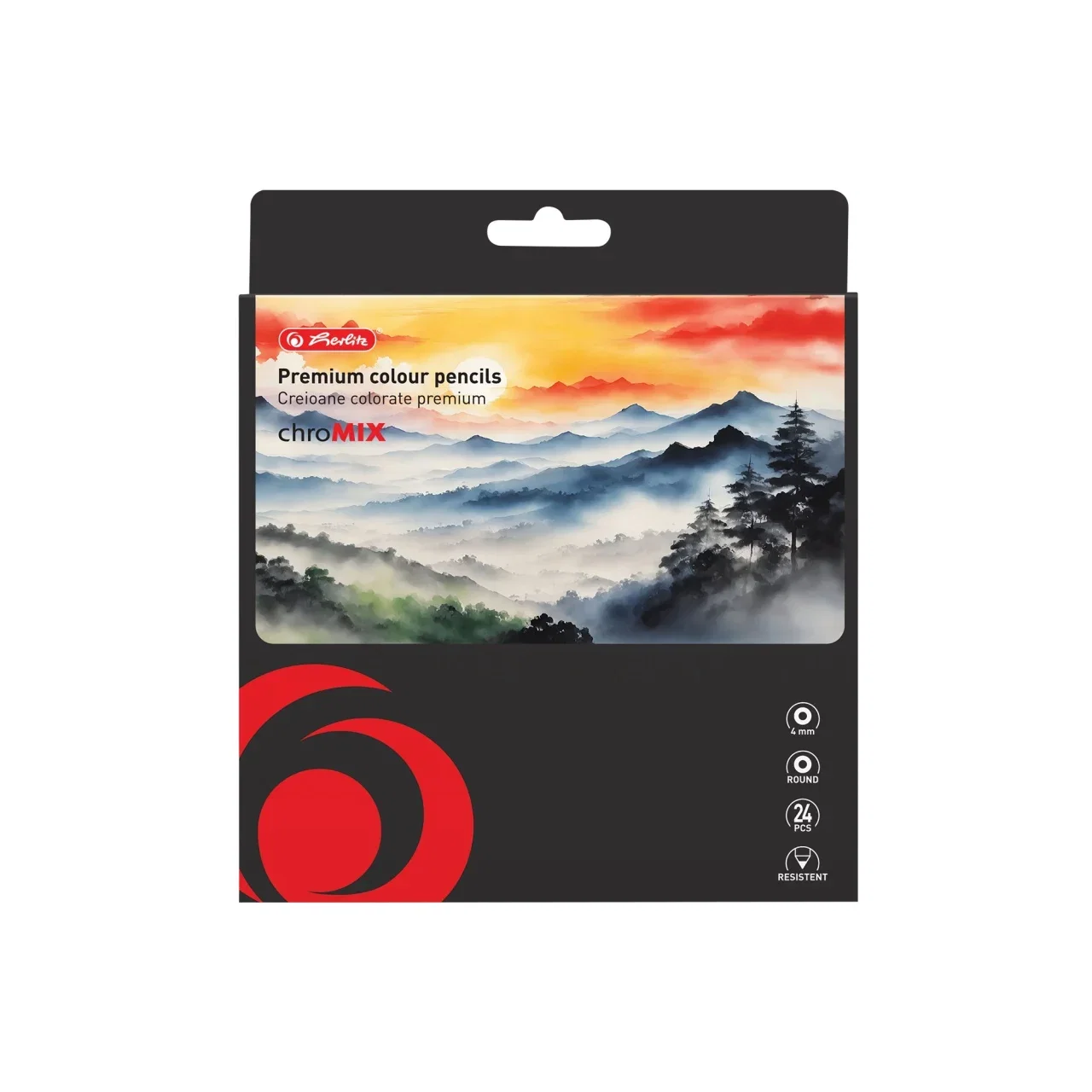 Creioane colorate - Creioane Colorate Rotunde Herlitz Corp Negru 4mm 24/Set 9498300