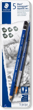 Seturi pentru arta - Creion Staedtler Mars Lumograph Aquarell 5/Set + Pensula 100A G6