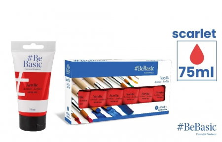 Culori si vopsele acrilice - CULORI ACRILICE BeBasic SATIN 75ML ROSU SCARLET S050-03