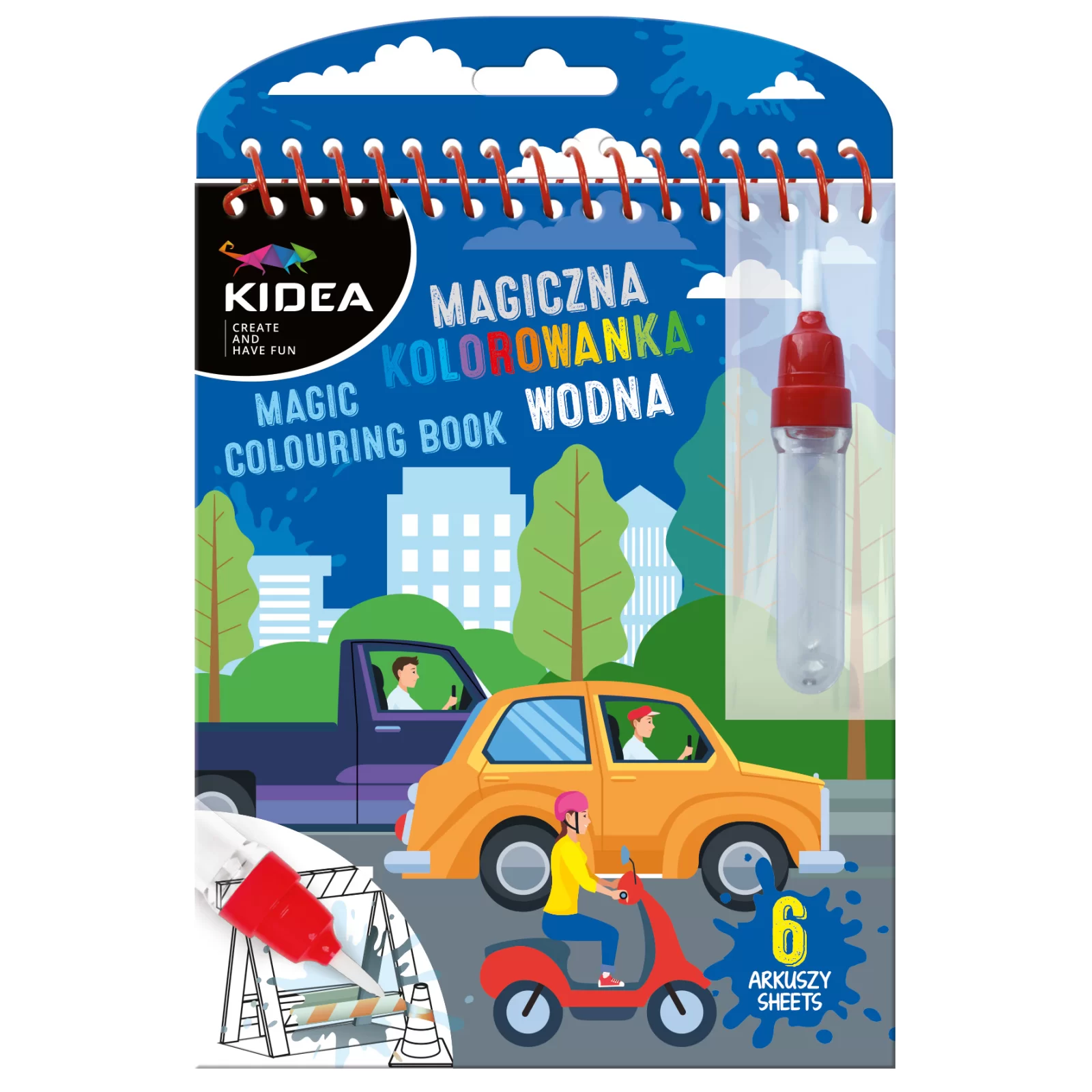 Carti de Colorat pentru copii - DE CARTE DE COLORAT CU MARKER MAGIC PENTRU DESEN IN APA MASINA  KIDEA MWKWNKA