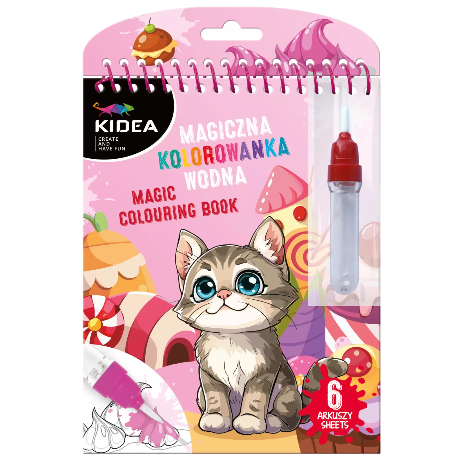 Carti de Colorat pentru copii - DE CARTE DE COLORAT CU MARKER MAGIC PENTRU DESEN IN APA PISICA KIDEA MWKWGKA