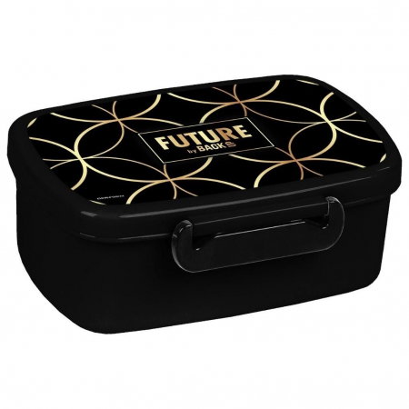 Sticle, caserole, pusculite, suporturi copii - DE CUTIE ALIMENTE BACKUP 16.5X10X7CM FUTURE NEGRU-AURIU SADF39