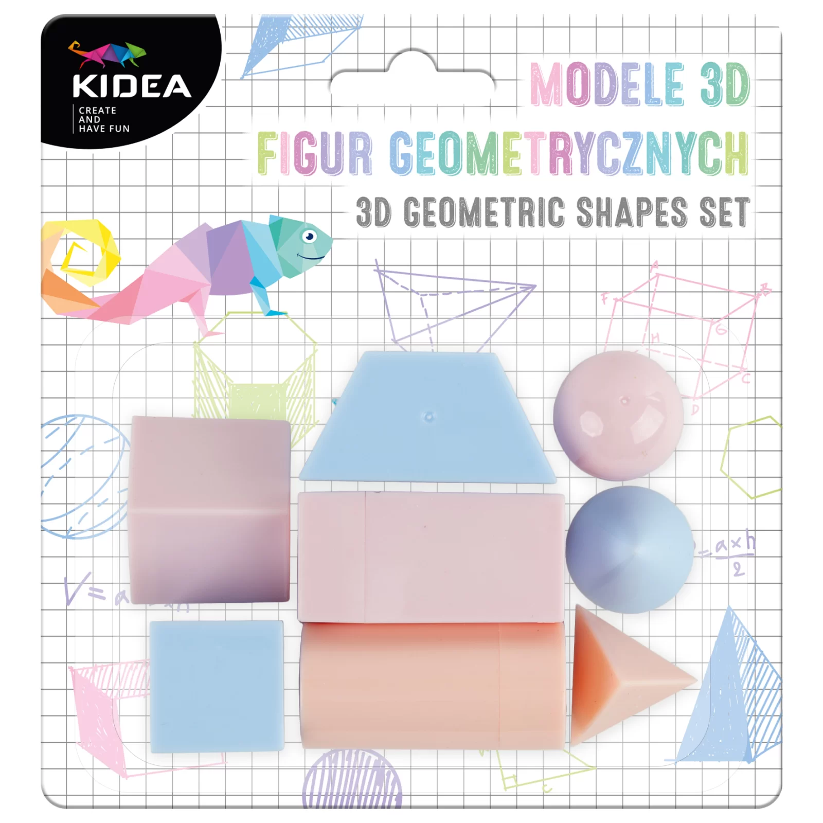 Materiale Didactice - DE FIGURI GEOMETRICE 3D 8/SET PASTEL KIDEA M3DFGAKA