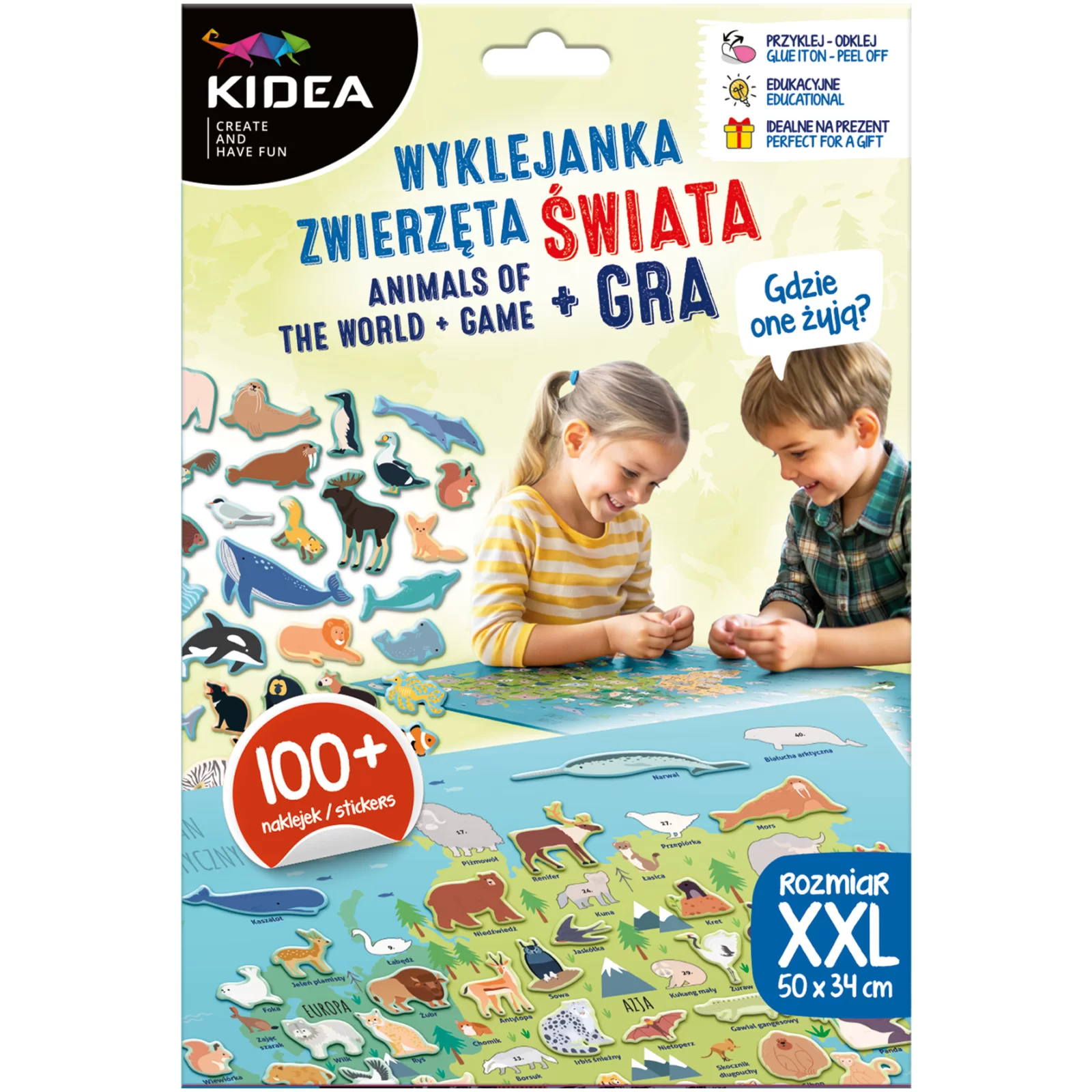 JOC EDUCATIV ANIMALELE LUMII CU HARTA SI STICKERE KIDEA GZZSKA [0]