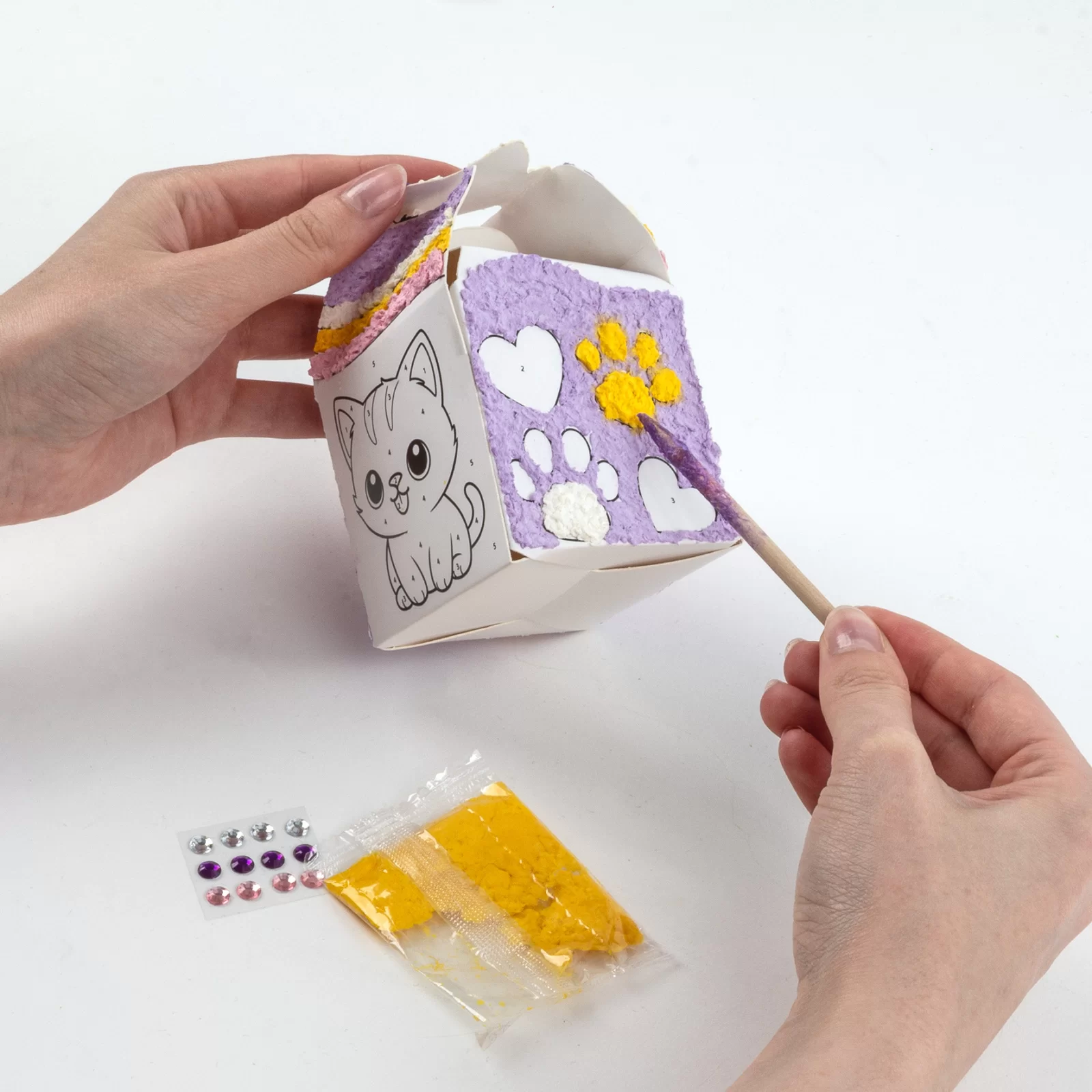 KIT CREATIV CUTIUTA PE NUMERE, PISICUTA, PAPIER MACHE KIDEA KNSZKKA [3]