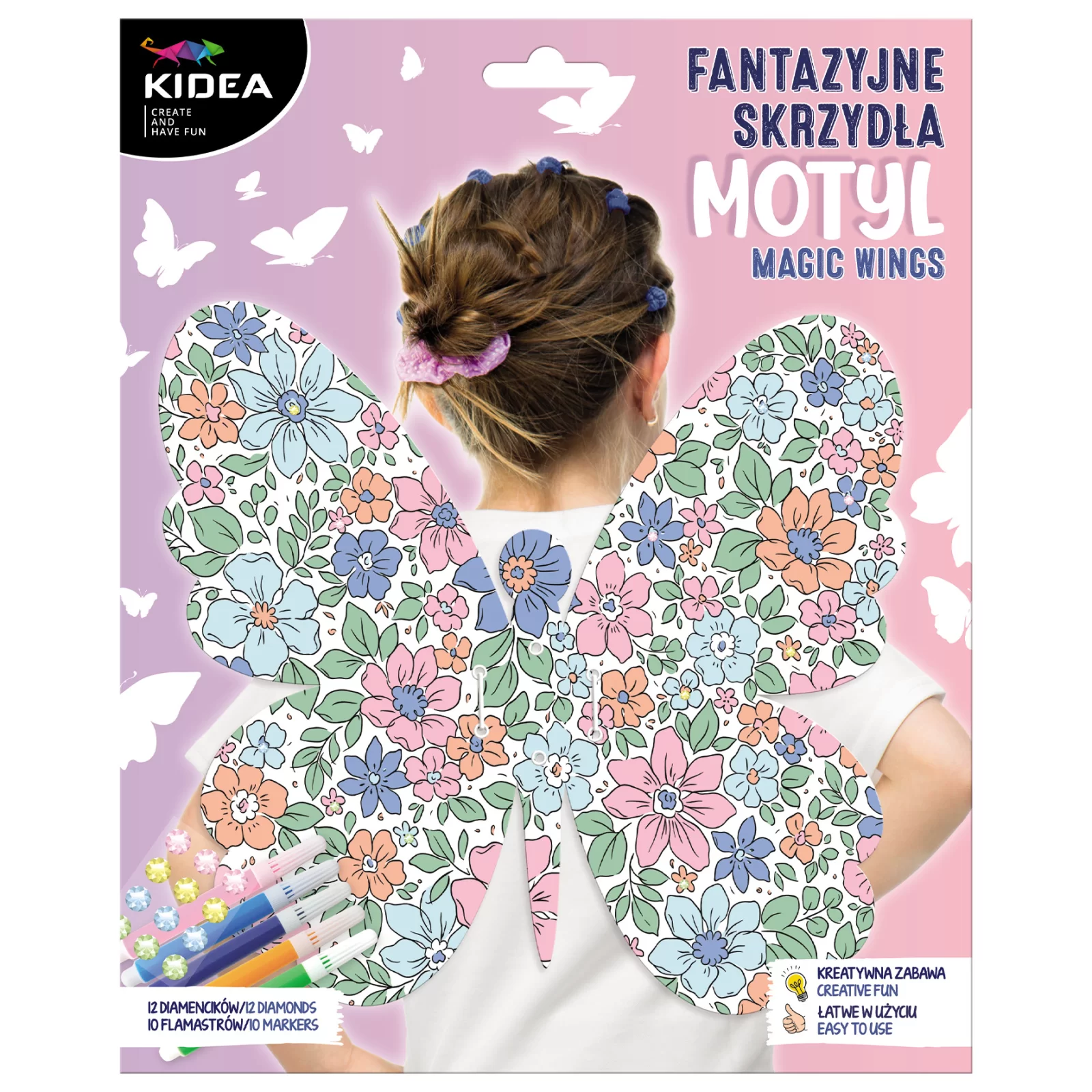 Seturi Creative pentru Copii - KIT CREATIV DE COLORAT SI DECORAT - ARIPI DE FLUTURE MAGIC KIDEA SKFMKA
