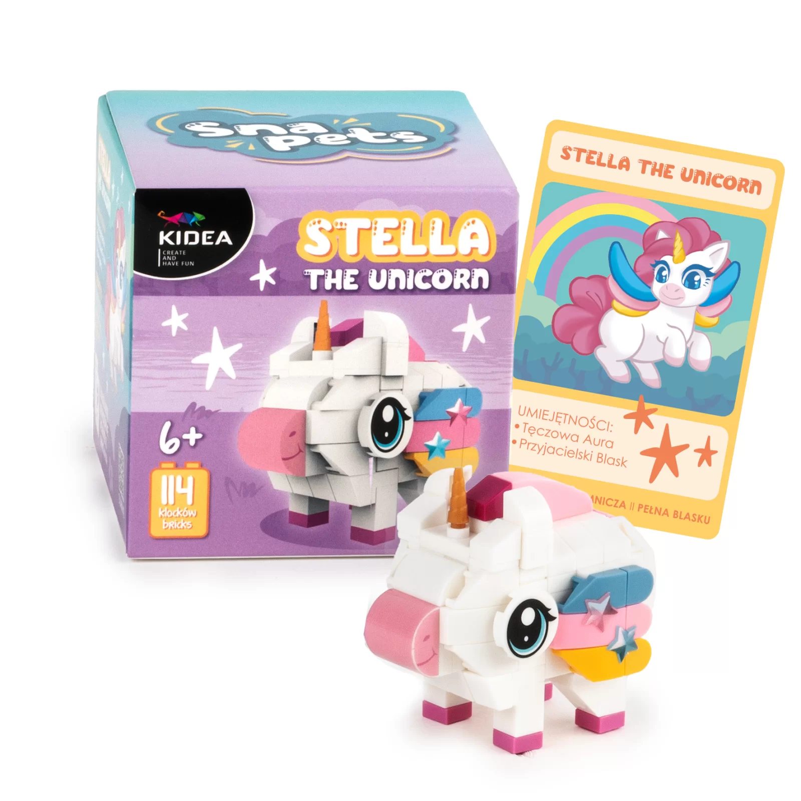 Seturi Creative pentru Copii - KIT CUBURI DE CONSTRUIT 114 PIESE UNICORN SNAPETS KIDEA KLSJEBKA