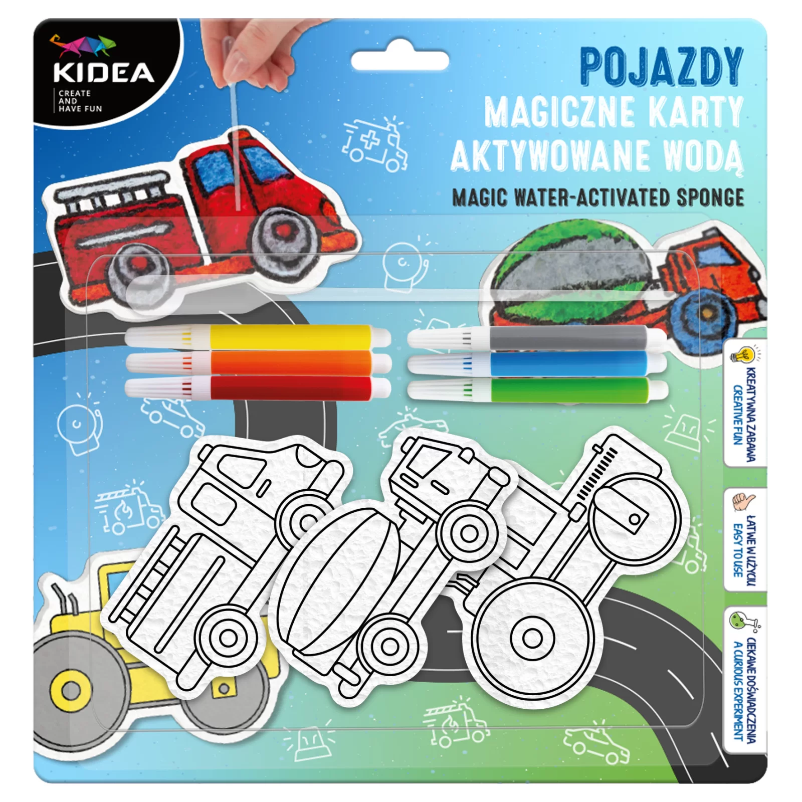 Seturi Creative pentru Copii - KIT MAGIC 3D MAGIE CU APA VEHICULE KIDEA MKAWPKA