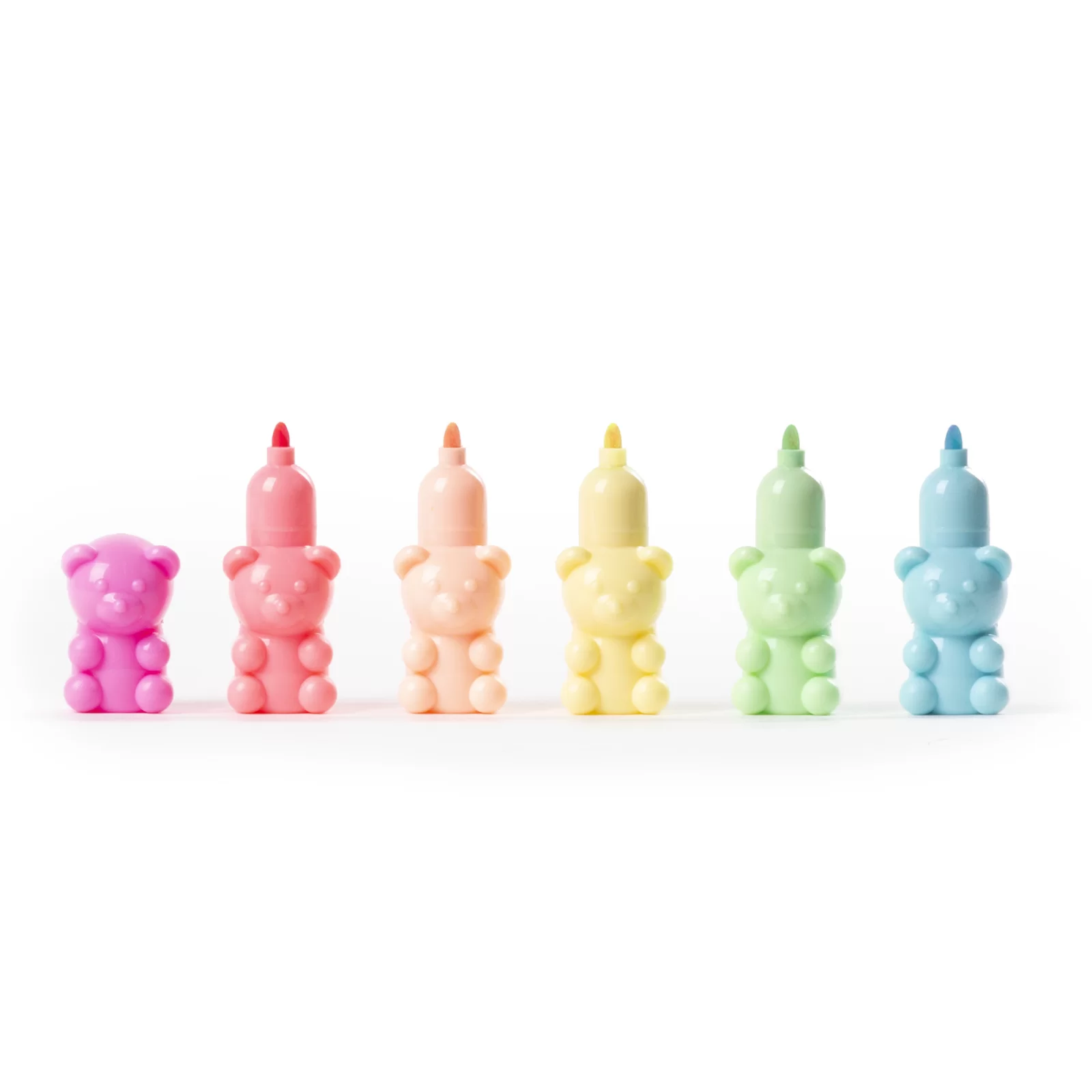 Articole papetarie pentru copii - Mini Textmarkere 5 Culori/Set Ursuleți Kidea FNPWKA - Culori Pastelate