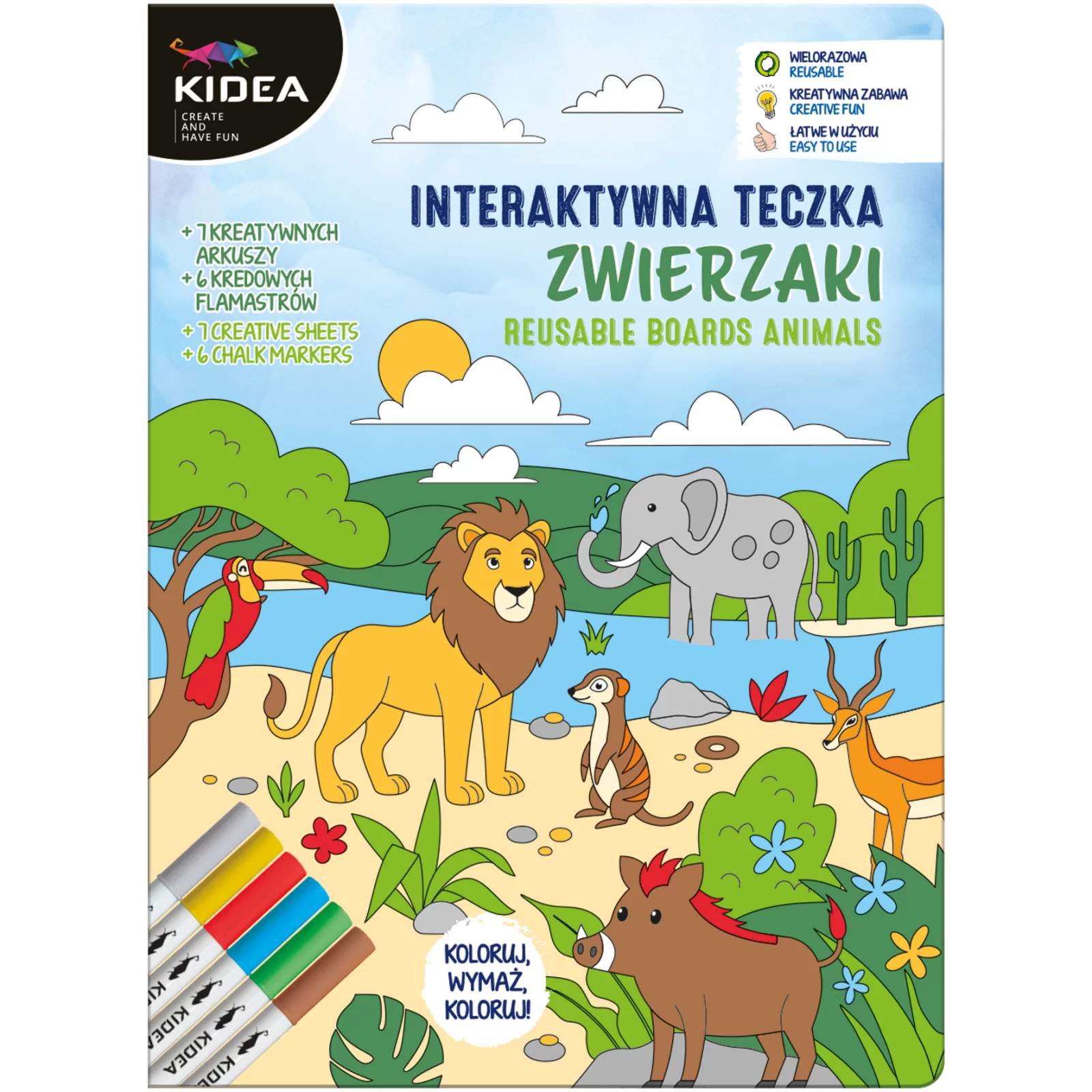 Kituri desen - PORTOFOLIUL MICULUI ARTIST, SABLOANE + 6 CARIOCI, ANIMALE, KIDEA ITUZKA