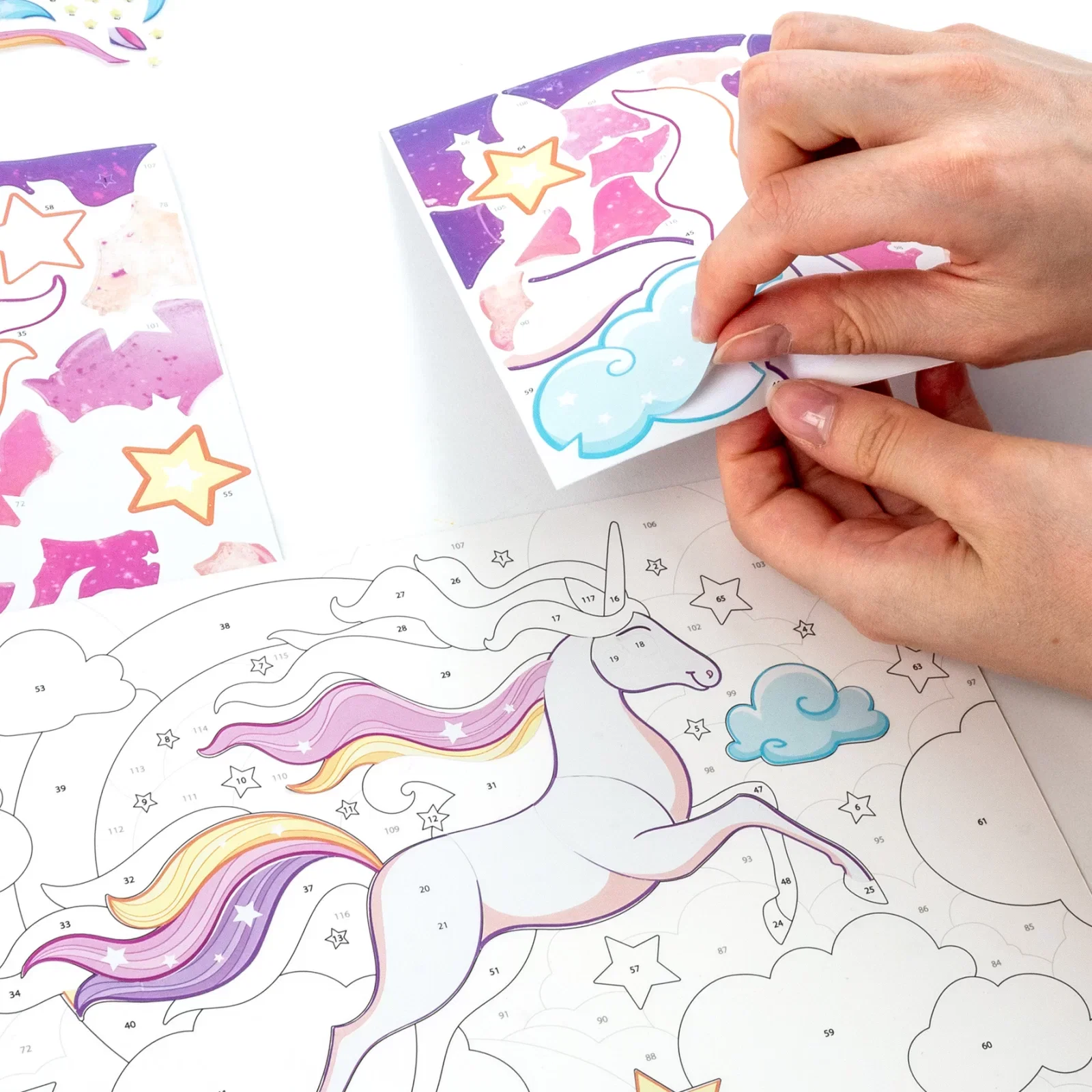 SET PICTURA PE NUMERE CU STICKERE, UNICORN, KIDEA WNJKA [3]